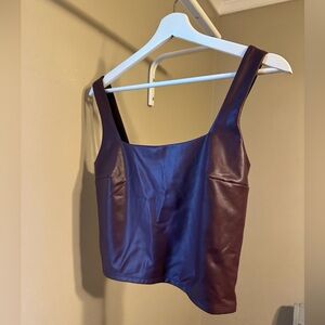 Body Contour Faux Leather Square Neck Cropped Tank
